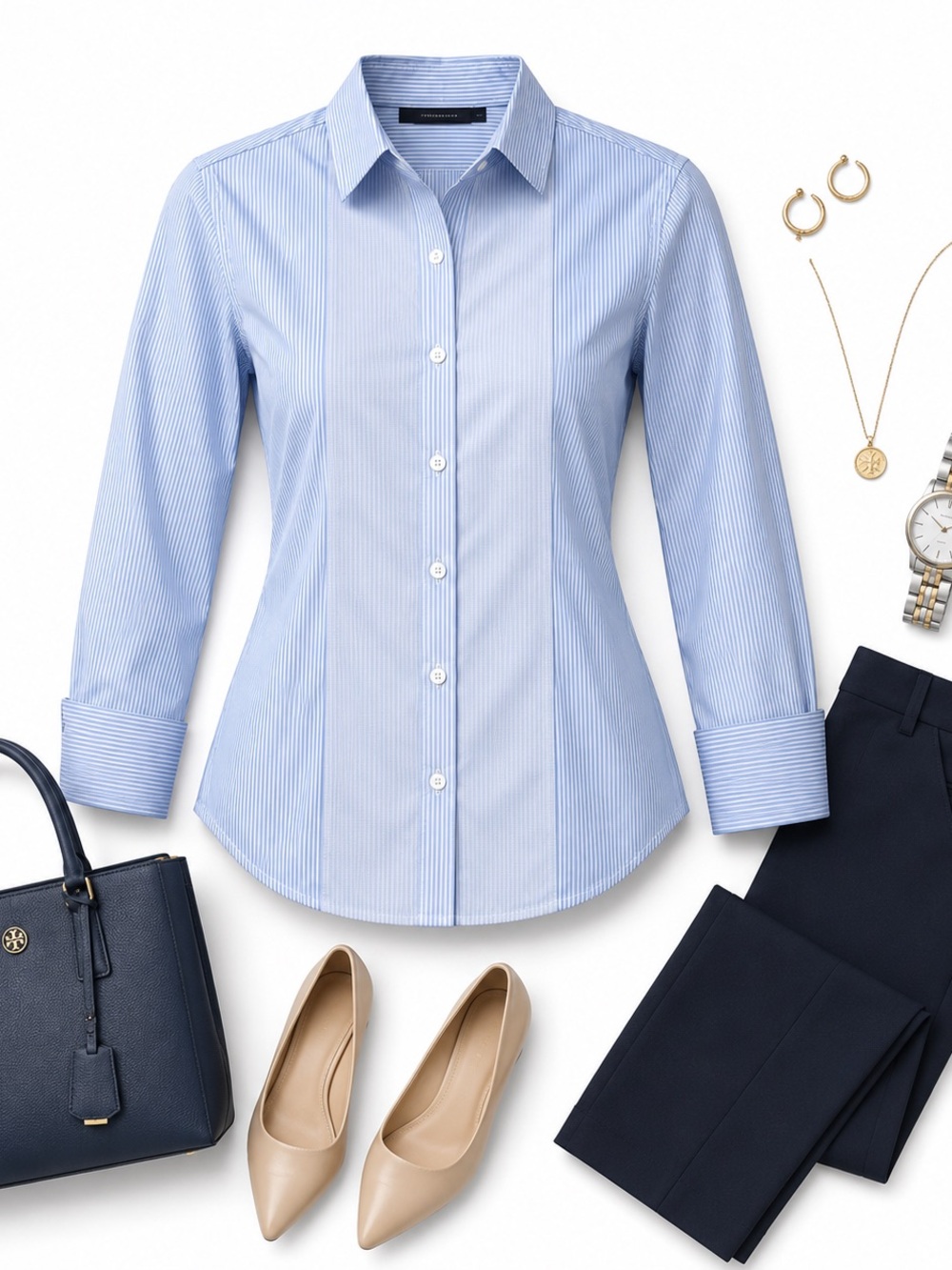 Van Heusen Light Blue Pinstripe Button-Down Shirt
